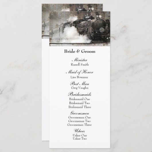 stoommachine locomotief bruiloft programma (Voorkant / Achterkant)