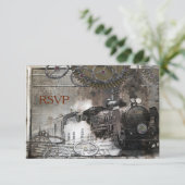 Stoommachine Steampunk RSVP Kaartje (Staand voorkant)