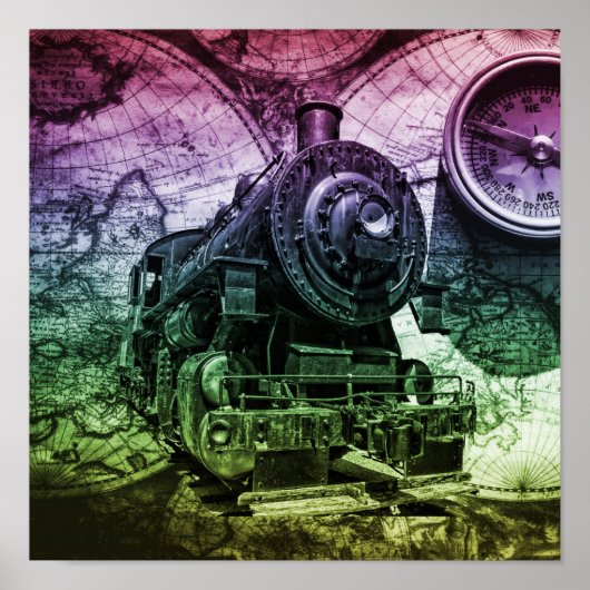 -stoommotor-locomotief poster (Voorkant)