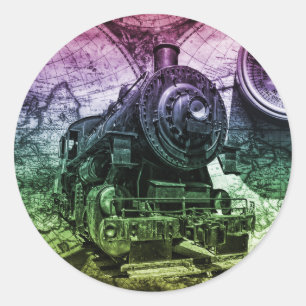 -stoommotor-locomotief ronde sticker