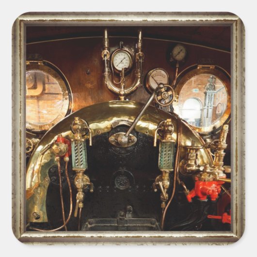 Stoommotorkap Vierkante Sticker (Voorkant)