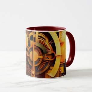 StoomPunk Gouden Mechanisme Abstract Mok