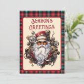 Stoompunk Hipster Kerstman Feestdagenkaart (Staand voorkant)