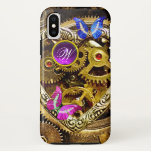 STOOMPUNK TANDWIELEN, EDELSTENEN, VLINDERS MONOGRA iPhone XS HOESJE