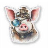 Stoompunk varken sticker (Voorkant)