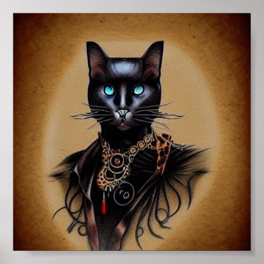 Stoompunk zwarte panter poster (Voorkant)