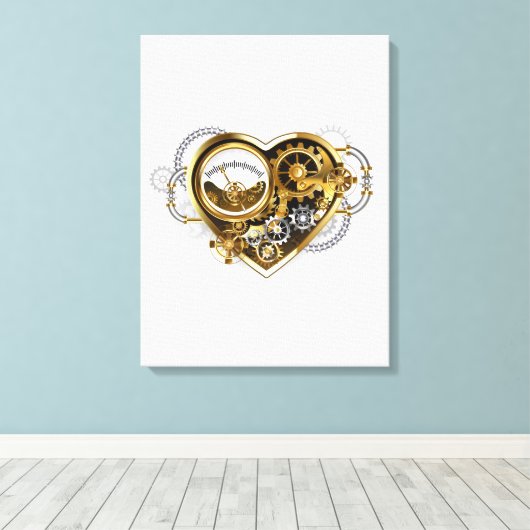 Stoompunkhart met een manometer canvas afdruk (Insitu (Houten vloer))