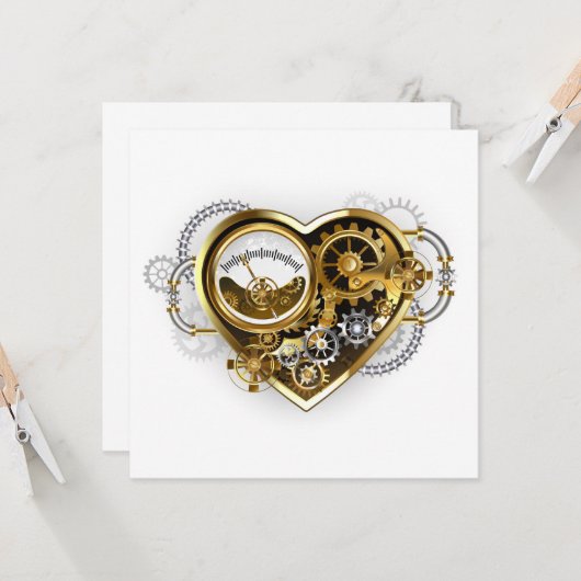 Stoompunkhart met een manometer kaart (Voorkant / Achterkant in situ)