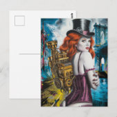 Stoompunkvrouw bij de rivier briefkaart (Voorkant / Achterkant)