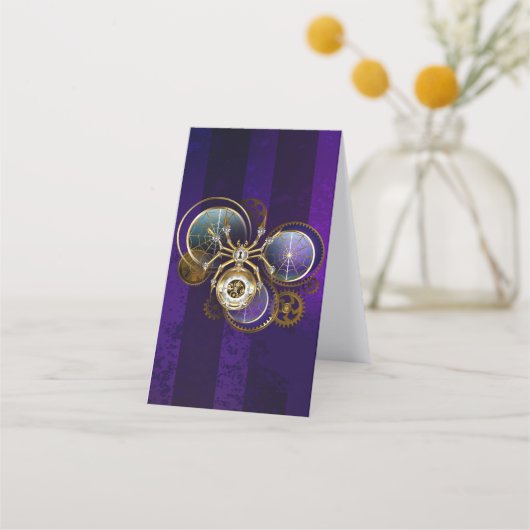Stoomspinnenwebspin op paarse achtergrond klantenkaartje (Achterkant)