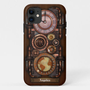 Stoomstijl antieke tijdmeter #1B iPhone 11 Hoesje