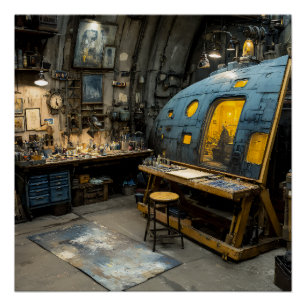 Stoomstijl artiest Onderzeeboot Studio Chaos Perfect Poster