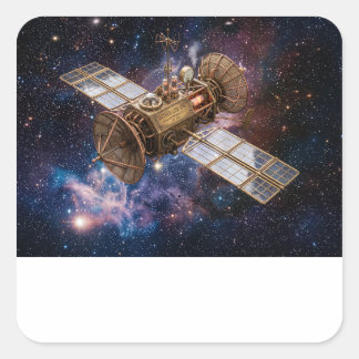 Stoomstijl Communicatiesatelliet Sterrenhemel Vierkante Sticker