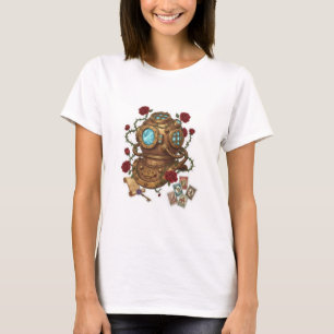 Stoomstijl diepzee duikerhelm fantasie illustratie t-shirt