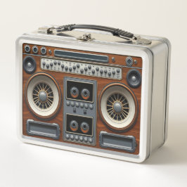 Stoomstijl geïnspireerde cassetteradio Metal Lunch