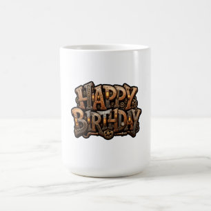 Stoomstijl gelukkige verjaardag lettering koffiemok