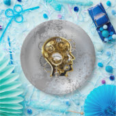 Stoomstijl hoofd met manometer papieren bordje (Feest)