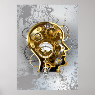 Stoomstijl hoofd met manometer poster