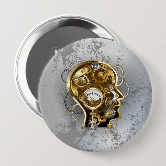 Stoomstijl hoofd met manometer ronde button 4,0 cm (Voorkant /achterkant)