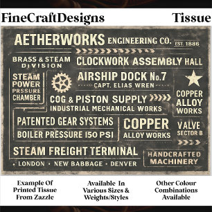 Stoomstijl Industriële Typografie Bord FA5 Découpa Tissuepapier