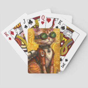 Stoomstijl kat pokerkaarten