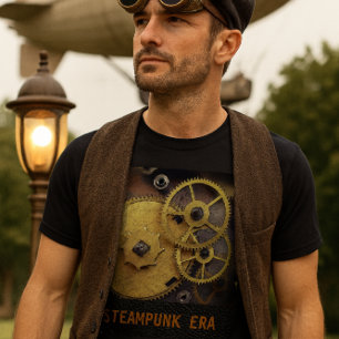 Stoomstijl klok tandwielen T-shirt, heren T-shirt