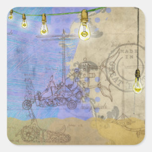 Stoomstijl Lampen Postzegel Motorfiets Stickers