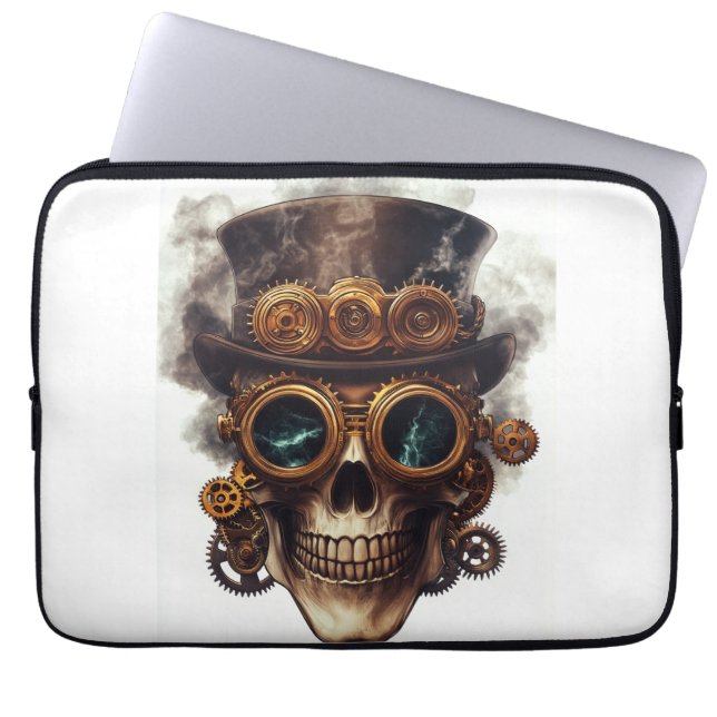 Stoomstijl Schedelmotor Laptop Sleeve (Voorkant)