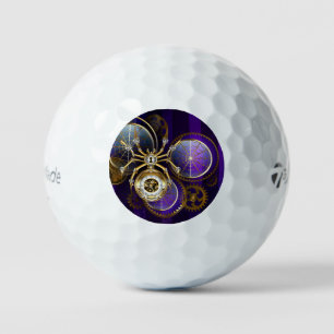 Stoomstijl Spin op Paarse Achtergrond Golfballen