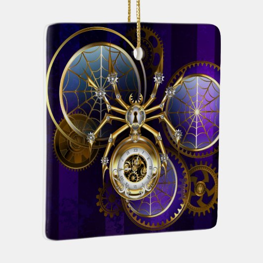 Stoomstijl Spin op Paarse Achtergrond Keramisch Ornament (Rechts)