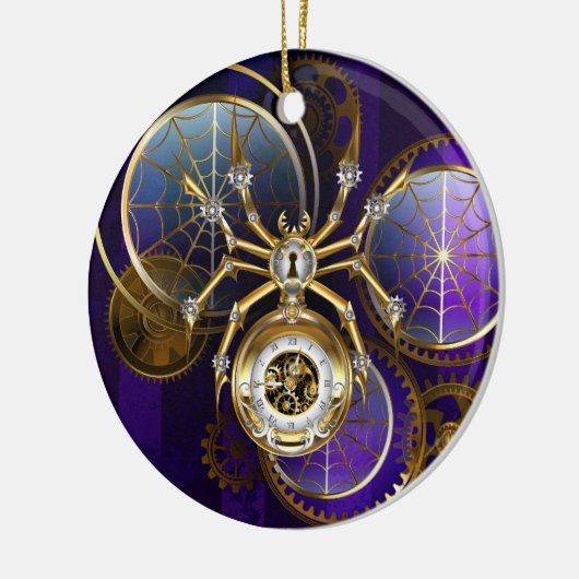 Stoomstijl Spin op Paarse Achtergrond Keramisch Ornament (Links)