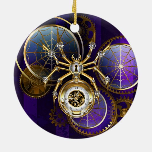 Stoomstijl Spin op Paarse Achtergrond Keramisch Ornament (Achterkant)