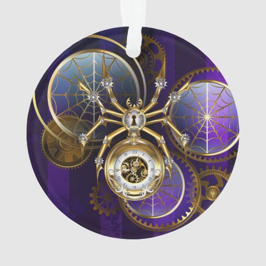 Stoomstijl Spin op Paarse Achtergrond Ornament (achterkant)