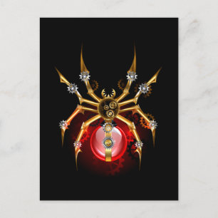 Stoomstijl spin op zwart briefkaart