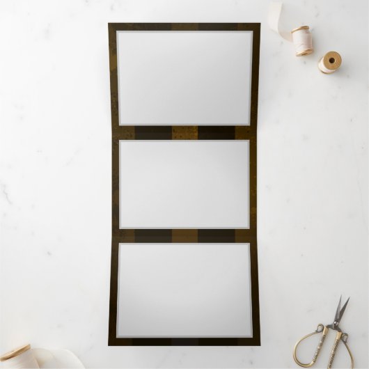 Stoomstijl tandwielen en blauwe vlinders drieluik uitnodiging (Binnen)