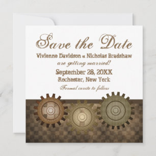 Stoomstijl Tandwielen Opslag Uitnodiging, Bruin Kaart