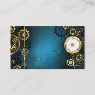 Stoomstijl turquoise Achtergrond met Tandwielen Contactkaartje