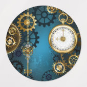 Stoomstijl turquoise achtergrond met tandwielen labels (Design 1)