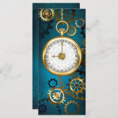 Stoomstijl turquoise Achtergrond met Tandwielen Menu (Voorkant / Achterkant)