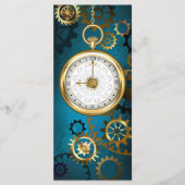 Stoomstijl turquoise Achtergrond met Tandwielen Menu (Voorkant)