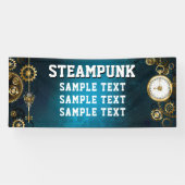 Stoomstijl turquoise Achtergrond met Tandwielen Spandoek (Horizontaal)