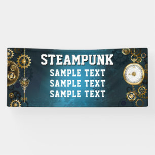 Stoomstijl turquoise Achtergrond met Tandwielen Spandoek