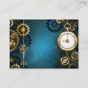 Stoomstijl turquoise Achtergrond met Tandwielen Visitekaartje