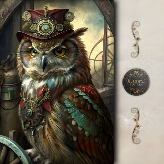 Stoomstijl Uitvinder Uil Whimsiek Vintage Tissuepapier