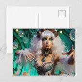Stoomstijl Victoriaans Futuristische Groene Danser Briefkaart (Voorkant / Achterkant)