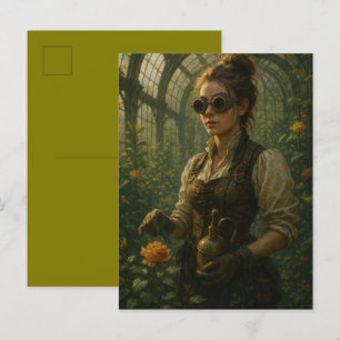 Stoomstijl Victoriaanse Tuinier Kunst Briefkaart
