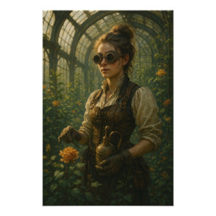 Stoomstijl Victoriaanse Tuinier Kunst Foto Afdruk