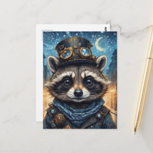 Stoomstijl Wasbeer Briefkaart