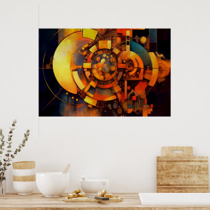 Stoomstijl Zonnewerktuig Abstract Poster