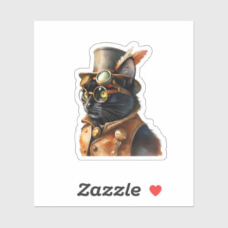 Stoomstijl Zwarte Kat Sticker